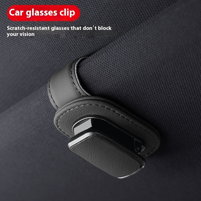 Premium Leather Car Sunglasses Holder Clip for Sun Visor | Scratch Resistant Glasses Mount