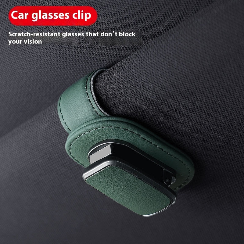 Premium Leather Car Sunglasses Holder Clip for Sun Visor | Scratch Resistant Glasses Mount